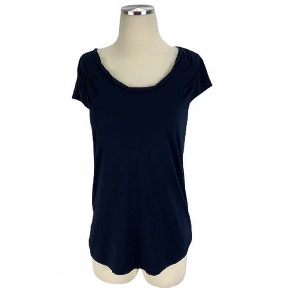 LOFT Tops - Ann Taylor LOFT Large Navy Short Sleeve Blouse